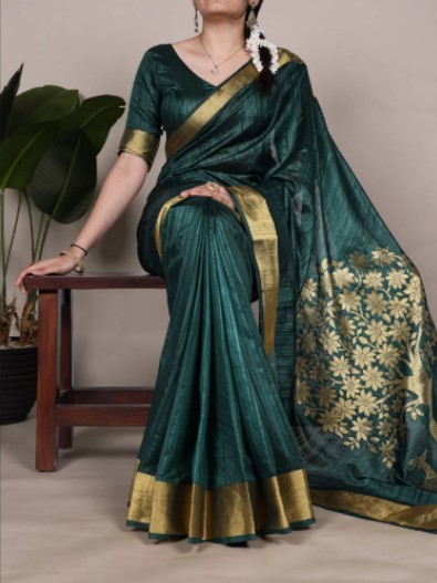Dark Green Premium Raw Silk
