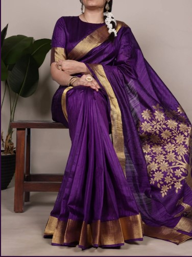 Purple Raw Silk Saree