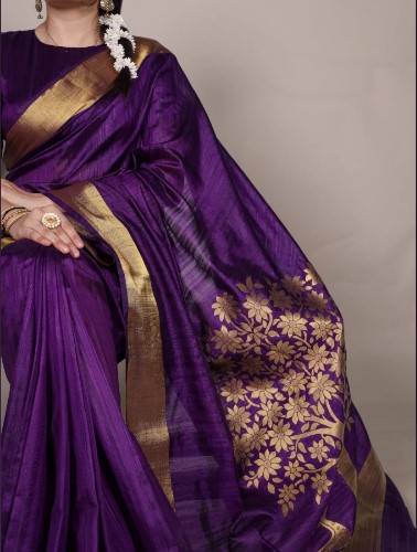 Purple Raw Silk Saree