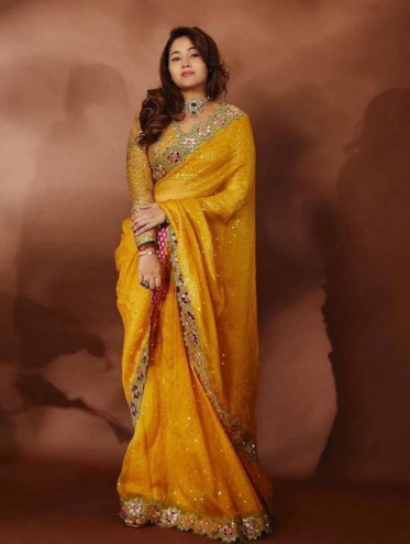 Premium Sequin Mirror Saree