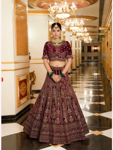 Luxurious Bridal Special Lycra Velvet Lehenga Choli