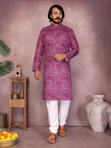 Pink Heavy Cotton Sequence Work Kurta Pyjama