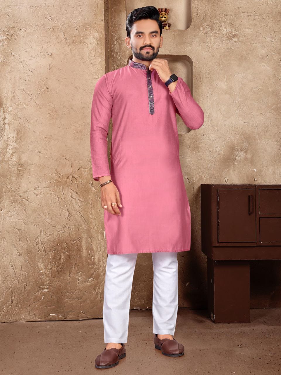 linen Silk jequard fabric kurta pajama