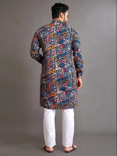 Colorful Foil Printed Kurta Pajama