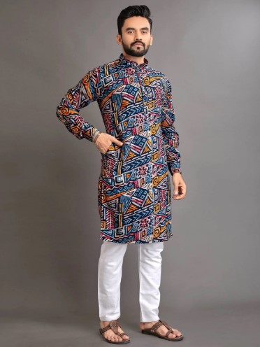 Colorful Foil Printed Kurta Pajama