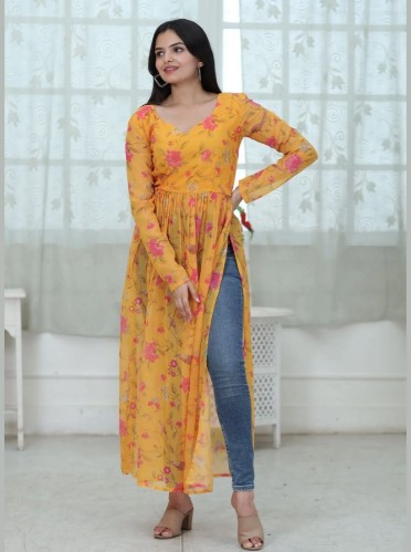 Designer Georgette Nyra Cut Kurti