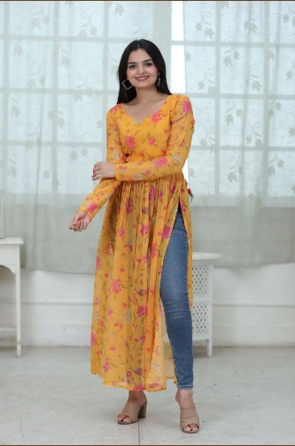 Designer Georgette Nyra Cut Kurti