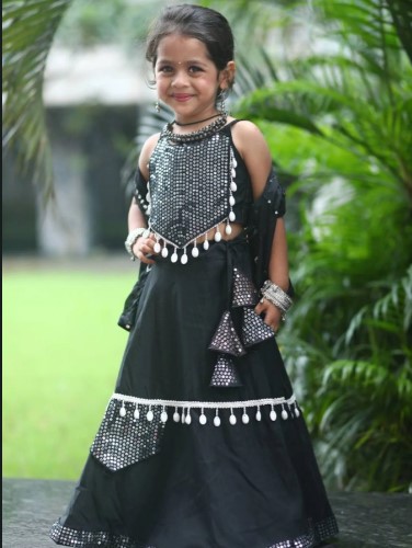 Roman Silk Kids Lehenga Choli